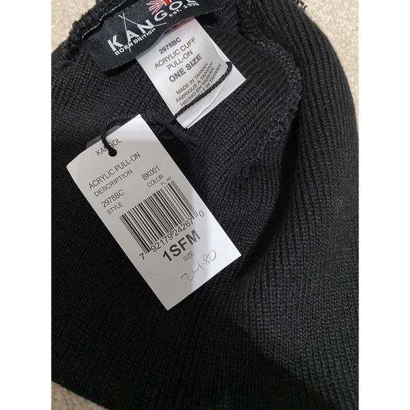 Kangol Beanie Hat Acrylic Cuff Pull On Black Knit Winter Casual Women's One Size - Picture 3 of 5